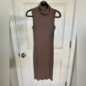 Nine West Taupe Ribbed Sleeveless Dress